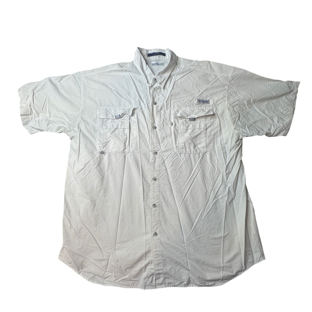 Columbia Fishing Shirt Mens 2XT White Bahama II PFG Short Slv Omni-Shade FT7047